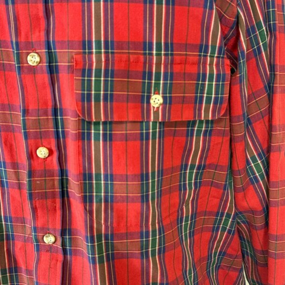 Vintage Fieldmaster Mens Red Plaid Long Sleeve Button-Up Shirt L Large - Picture 9 of 10